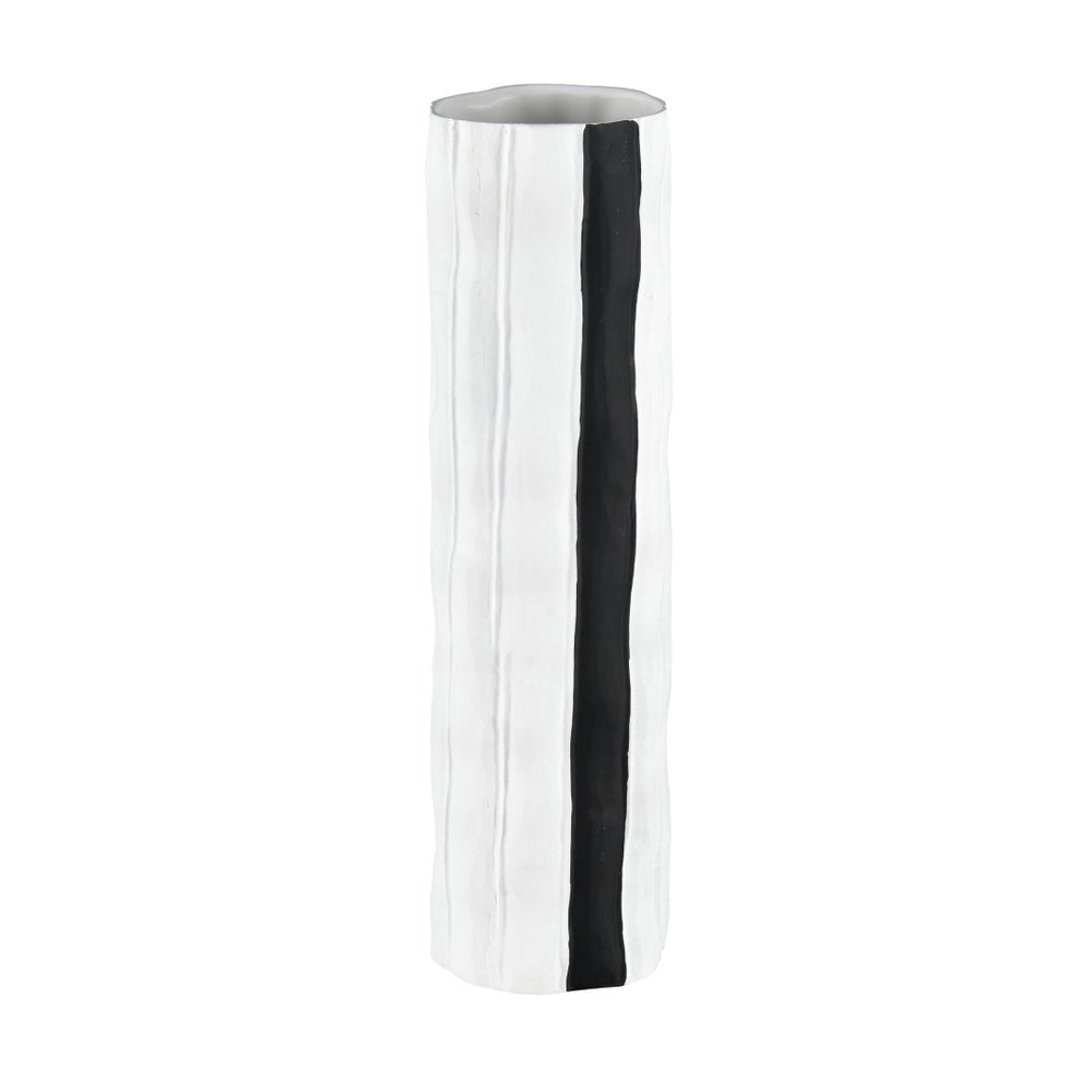 Atlas Clark Vase - Elegant Tall Earthenware Statement Piece for Modern Home Decor and Stylish Displays Striped Black AC11182-03