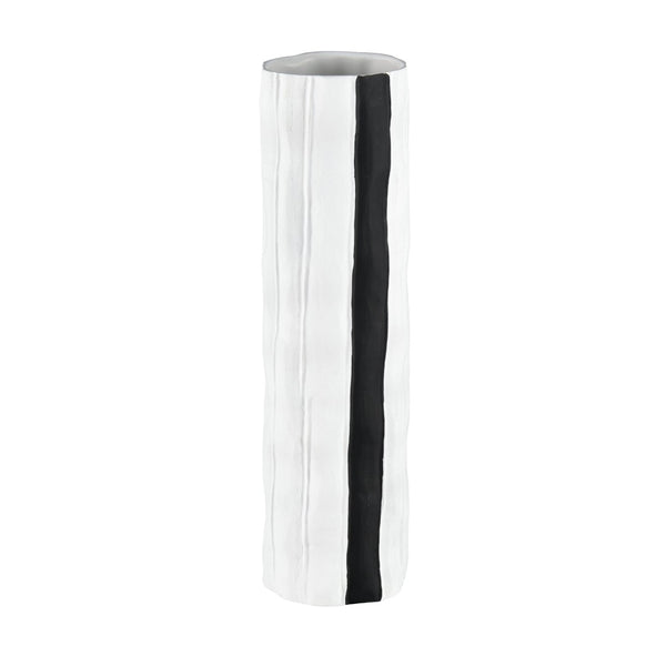 Atlas Clark Vase - Elegant Tall Earthenware Statement Piece for Modern Home Decor and Stylish Displays Striped Black AC11182-03
