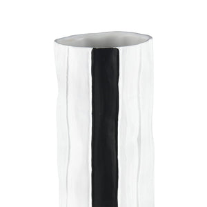 Atlas Clark Vase - Elegant Tall Earthenware Statement Piece for Modern Home Decor and Stylish Displays Striped Black AC11182-03