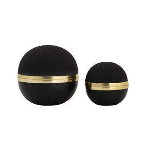 Atlas Clemmons Orb Box Set of 2 - Modern Matte Black Storage with Brass Accents for Stylish Organization AC11183-01S
