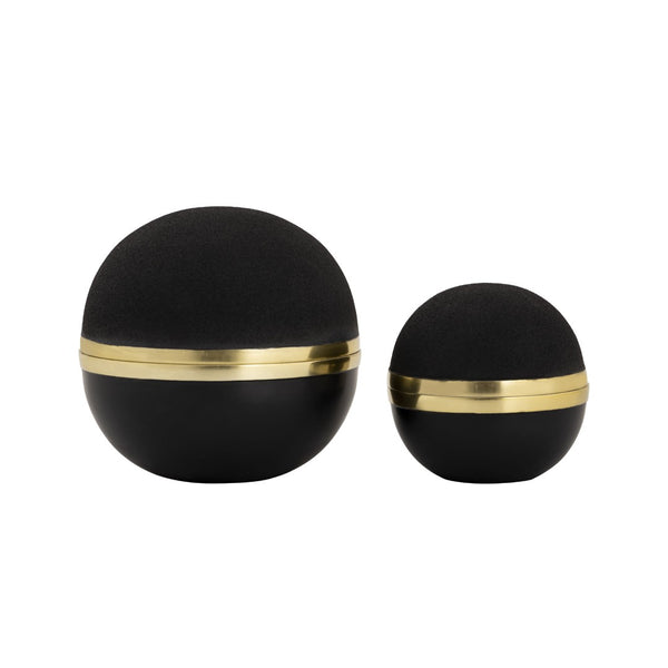 Atlas Clemmons Orb Box Set of 2 - Modern Matte Black Storage with Brass Accents for Stylish Organization AC11183-01S