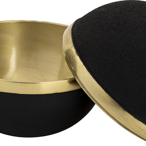 Atlas Clemmons Orb Box Set of 2 - Modern Matte Black Storage with Brass Accents for Stylish Organization AC11183-01S