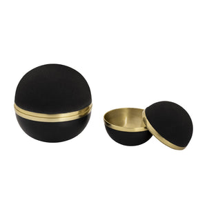 Atlas Clemmons Orb Box Set of 2 - Modern Matte Black Storage with Brass Accents for Stylish Organization AC11183-01S