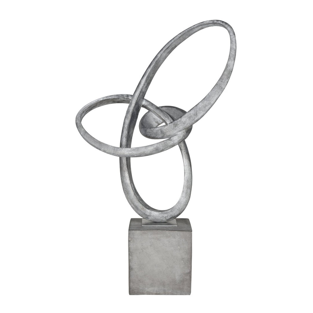 Atlas Cobey Loop Sculpture - Striking Modern Accent with Hammered Silver Finish for Contemporary Interiors AC11185-01