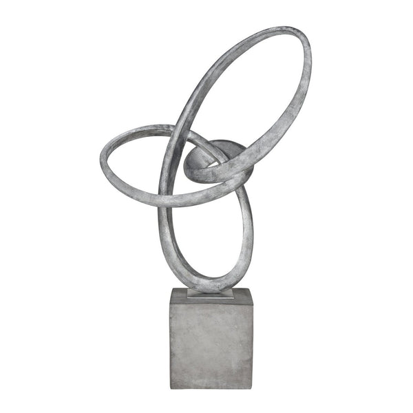 Atlas Cobey Loop Sculpture - Striking Modern Accent with Hammered Silver Finish for Contemporary Interiors AC11185-01