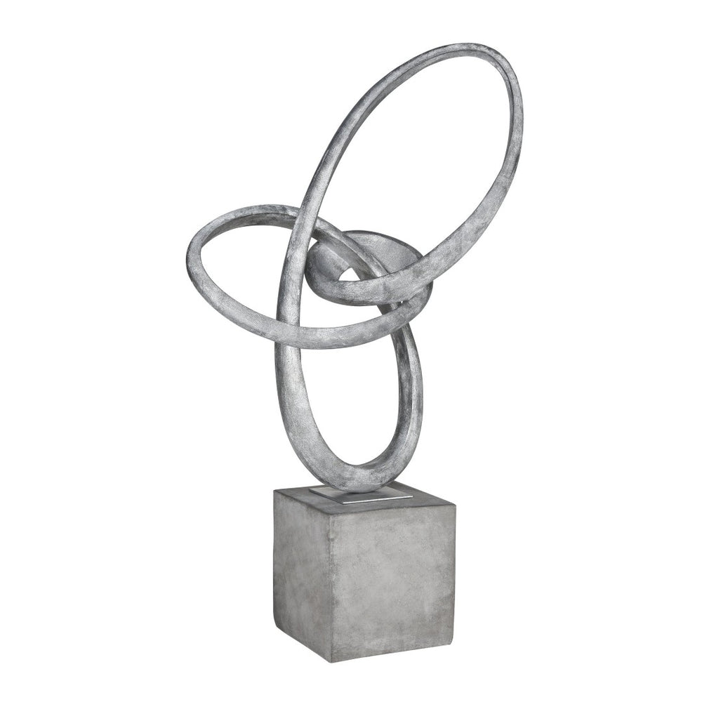 Atlas Cobey Loop Sculpture - Striking Modern Accent with Hammered Silver Finish for Contemporary Interiors AC11185-01