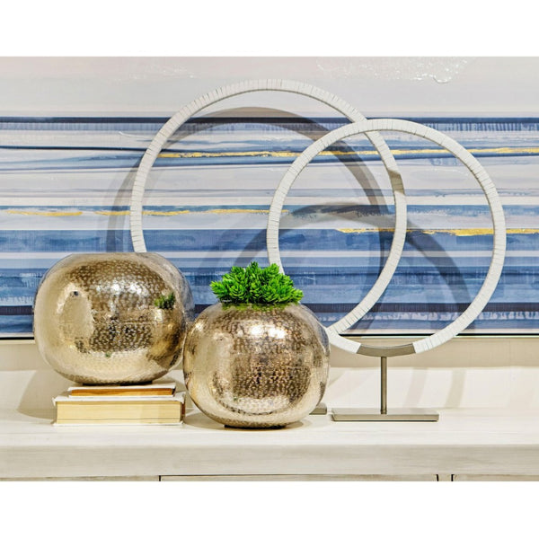 Atlas Cobia Vase - Modern Satin Nickel Accent with Etched Texture for Sophisticated Home Styling Small AC11186-01
