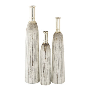 Atlas Coco Vases Set of 3 - Tall Glass Decor with Etched Lines & Rustic Brushstroke for Elegant Styling AC11187-01S