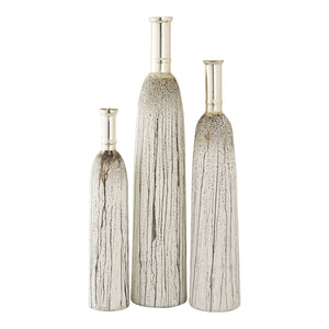 Atlas Coco Vases Set of 3 - Tall Glass Decor with Etched Lines & Rustic Brushstroke for Elegant Styling AC11187-01S