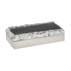 Atlas Cogar Decorative Storage Box - Elegant Polished Metal with Acrylic Lid for Jewelry and Keepsakes Rectangular Polished Nickel AC11188-01