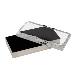 Atlas Cogar Decorative Storage Box - Elegant Polished Metal with Acrylic Lid for Jewelry and Keepsakes Rectangular Polished Nickel AC11188-01