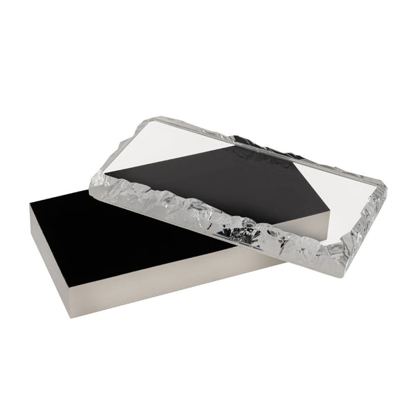 Atlas Cogar Decorative Storage Box - Elegant Polished Metal with Acrylic Lid for Jewelry and Keepsakes Rectangular Polished Nickel AC11188-01
