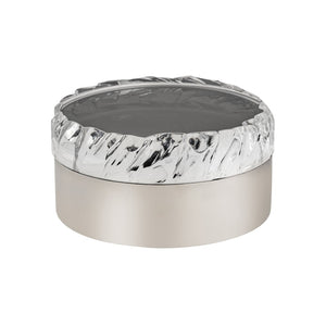 Atlas Cogar Decorative Storage Box - Elegant Polished Metal with Acrylic Lid for Jewelry and Keepsakes Round Polished Nickel AC11189-01