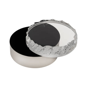 Atlas Cogar Decorative Storage Box - Elegant Polished Metal with Acrylic Lid for Jewelry and Keepsakes Round Polished Nickel AC11189-01