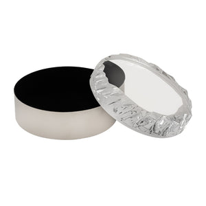 Atlas Cogar Decorative Storage Box - Elegant Polished Metal with Acrylic Lid for Jewelry and Keepsakes Round Polished Nickel AC11189-01