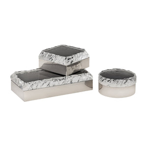 Atlas Cogar Decorative Storage Box - Elegant Polished Metal with Acrylic Lid for Jewelry and Keepsakes Round Polished Nickel AC11189-01