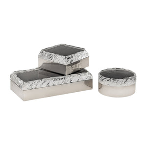 Atlas Cogar Decorative Storage Box - Elegant Polished Metal with Acrylic Lid for Jewelry and Keepsakes Square Polished Nickel AC11190-01
