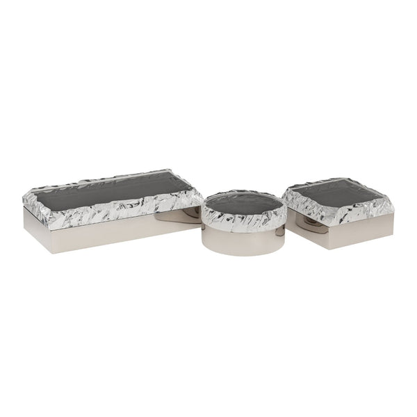Atlas Cogar Decorative Storage Box - Elegant Polished Metal with Acrylic Lid for Jewelry and Keepsakes Square Polished Nickel AC11190-01