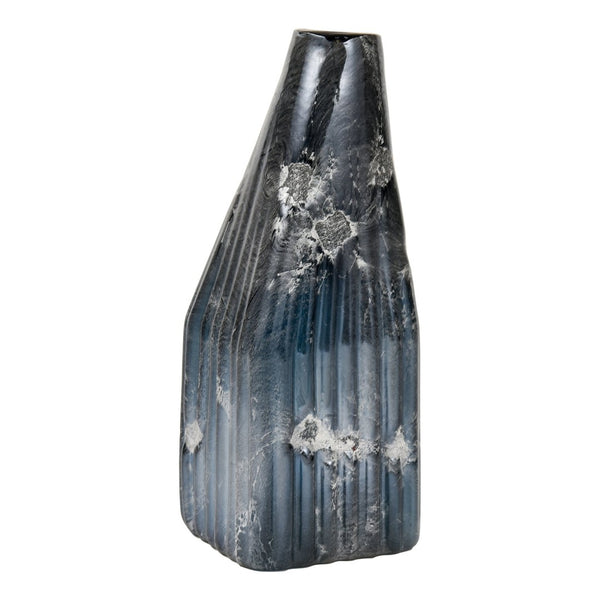 Atlas Cognate Large Vase - Sculptural Aged Blue Glass with Metallic Finish for Modern Home Decor Accent AC11191-02