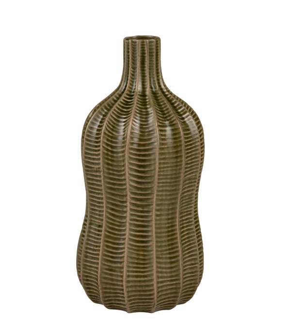 Atlas Collier Vase - Sculptural Earthenware with Olive Green & Copper Glaze for Modern Home Décor Small AC11193-01