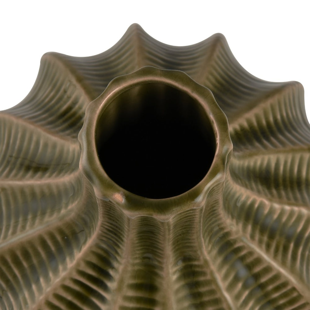 Atlas Collier Vase - Sculptural Earthenware with Olive Green & Copper Glaze for Modern Home Décor Small AC11193-01