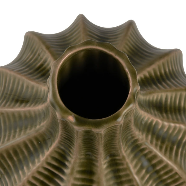 Atlas Collier Vase - Sculptural Earthenware with Olive Green & Copper Glaze for Modern Home Décor Small AC11193-01