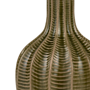 Atlas Collier Vase - Sculptural Earthenware with Olive Green & Copper Glaze for Modern Home Décor Small AC11193-01