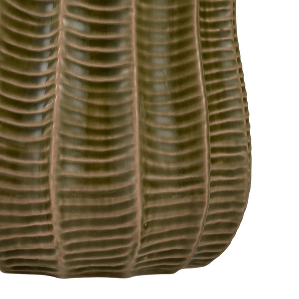 Atlas Collier Vase - Sculptural Earthenware with Olive Green & Copper Glaze for Modern Home Décor Small AC11193-01