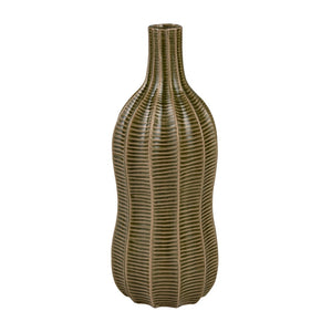 Atlas Collier Vase - Sculptural Earthenware with Olive Green & Copper Glaze for Modern Home Décor Large AC11193-02