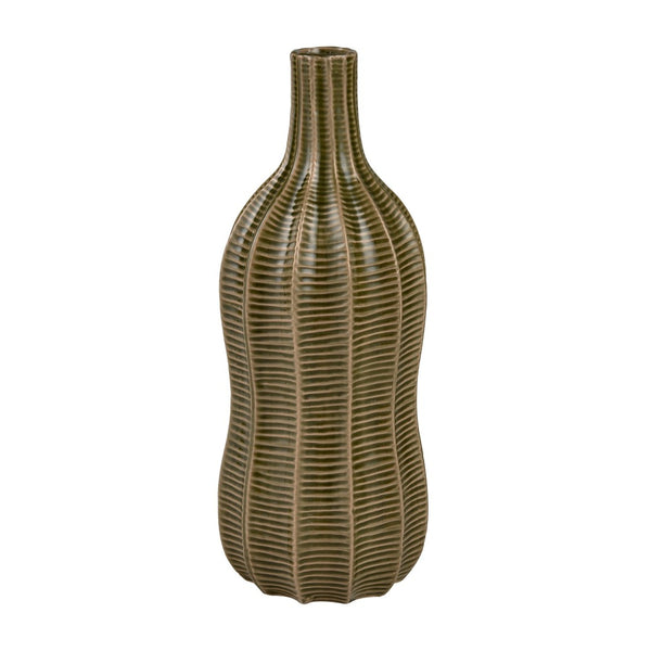 Atlas Collier Vase - Sculptural Earthenware with Olive Green & Copper Glaze for Modern Home Décor Large AC11193-02
