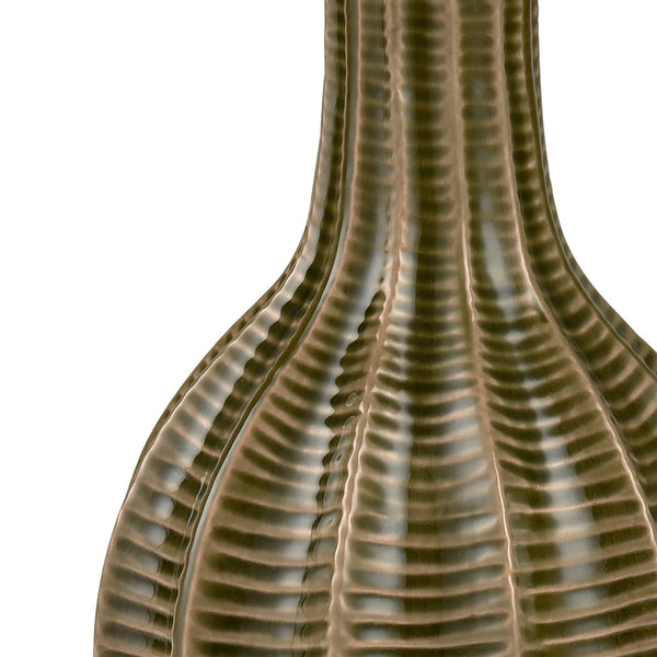 Atlas Collier Vase - Sculptural Earthenware with Olive Green & Copper Glaze for Modern Home Décor Large AC11193-02