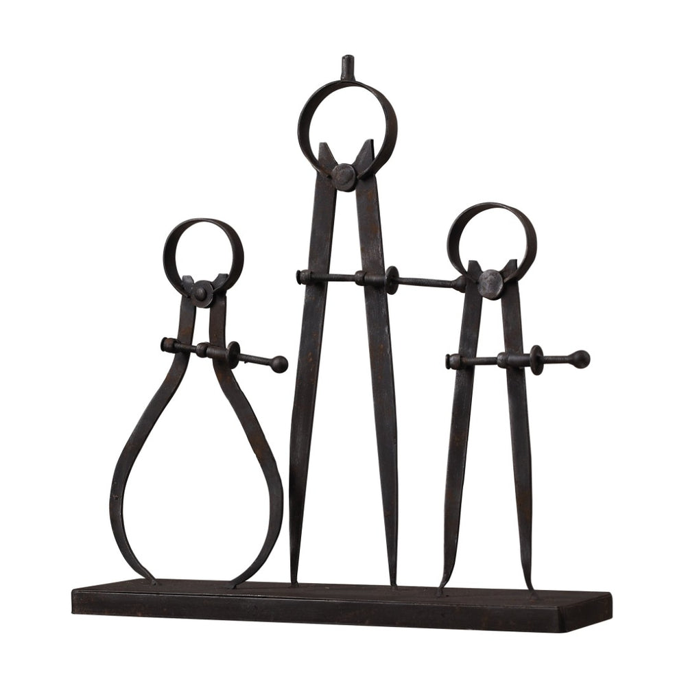 Atlas Compass and Caliper Set - Antique Black Metal Charm for Vintage Decor & Timeless Display Elegance AC11195-01