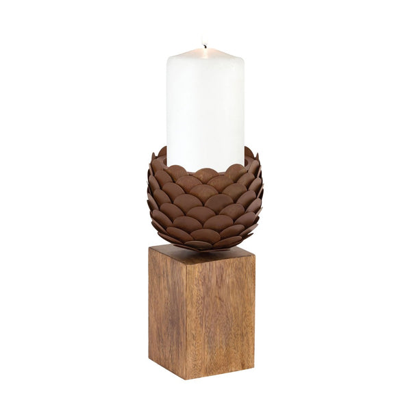 Atlas Cone Candleholder - Rustic Lodge Elegance with Textured Pine-Cone Design for Cozy Décor Small Oil Rubbed Bronze AC11196-01