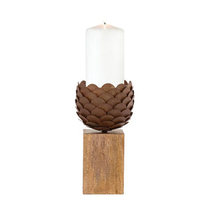 Atlas Cone Candleholder - Rustic Lodge Elegance with Textured Pine-Cone Design for Cozy Décor Small Oil Rubbed Bronze AC11196-01