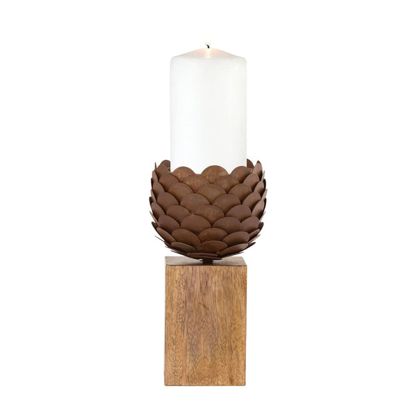 Atlas Cone Candleholder - Rustic Lodge Elegance with Textured Pine-Cone Design for Cozy Décor Small Oil Rubbed Bronze AC11196-01