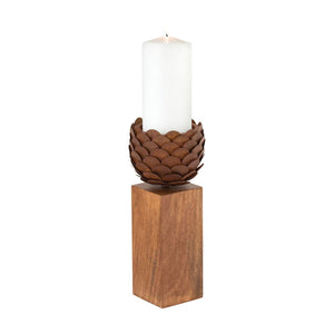 Atlas Cone Candleholder - Rustic Lodge Elegance with Textured Pine-Cone Design for Cozy Décor Large Oil Rubbed Bronze AC11196-02