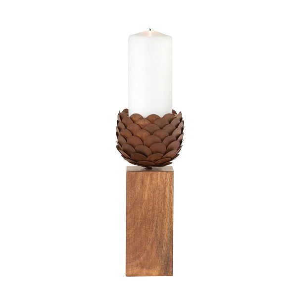 Atlas Cone Candleholder - Rustic Lodge Elegance with Textured Pine-Cone Design for Cozy Décor Large Oil Rubbed Bronze AC11196-02