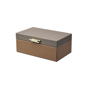 Atlas Connor Box - Stylish Set of 2 Brown Faux Leather Organizers with Gold Accents for Home Décor AC11197-01S