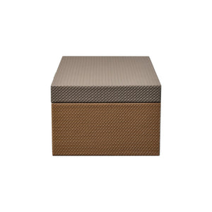 Atlas Connor Box - Stylish Set of 2 Brown Faux Leather Organizers with Gold Accents for Home Décor AC11197-01S