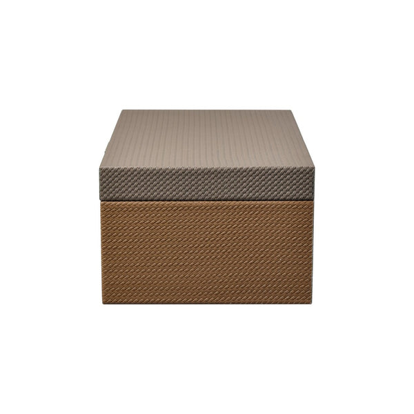 Atlas Connor Box - Stylish Set of 2 Brown Faux Leather Organizers with Gold Accents for Home Décor AC11197-01S
