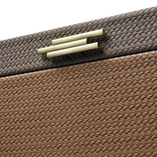 Atlas Connor Box - Stylish Set of 2 Brown Faux Leather Organizers with Gold Accents for Home Décor AC11197-01S
