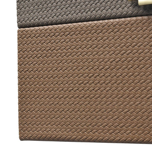 Atlas Connor Box - Stylish Set of 2 Brown Faux Leather Organizers with Gold Accents for Home Décor AC11197-01S