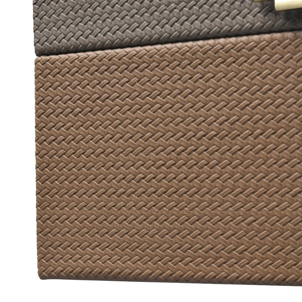 Atlas Connor Box - Stylish Set of 2 Brown Faux Leather Organizers with Gold Accents for Home Décor AC11197-01S