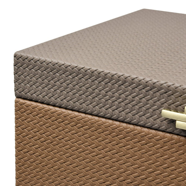 Atlas Connor Box - Stylish Set of 2 Brown Faux Leather Organizers with Gold Accents for Home Décor AC11197-01S