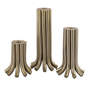 Atlas Contour Candleholder Set of 3 - Sculptural Aged Brass Holders for Elegant Dining & Home Decor AC11198-01S
