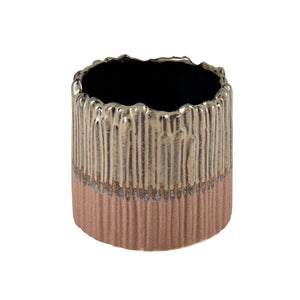 Atlas Cooper Artisan Candleholder – Unique Ceramic Design with Metallic Glaze for Modern Home Decor Accents AC11199-01