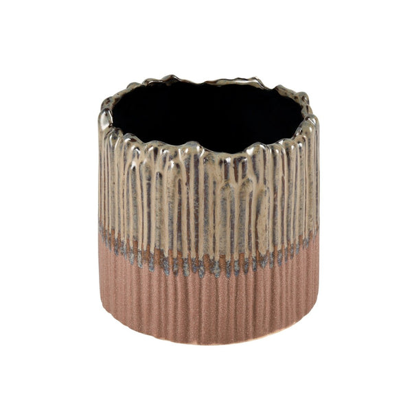Atlas Cooper Artisan Candleholder – Unique Ceramic Design with Metallic Glaze for Modern Home Decor Accents AC11199-01