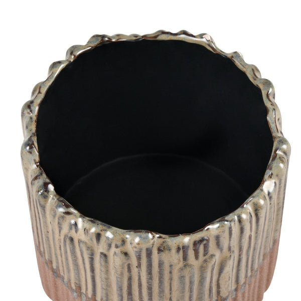 Atlas Cooper Artisan Candleholder – Unique Ceramic Design with Metallic Glaze for Modern Home Decor Accents AC11199-01