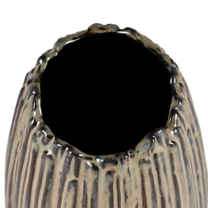 Atlas Cooper Vase - Sculptural Accent with Matchstick Texture, Glossy Khaki Finish for Stylish Decor Small AC11200-01