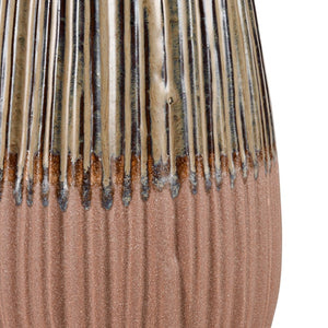 Atlas Cooper Vase - Sculptural Accent with Matchstick Texture, Glossy Khaki Finish for Stylish Decor Small AC11200-01